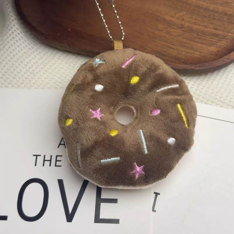 Sweet Round Doughnut Plush Key Ring